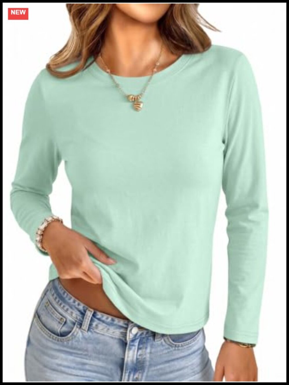 Womens Crop Top Long Sleeve Loose Fit Cropped T Shirt Casual Crew Neck